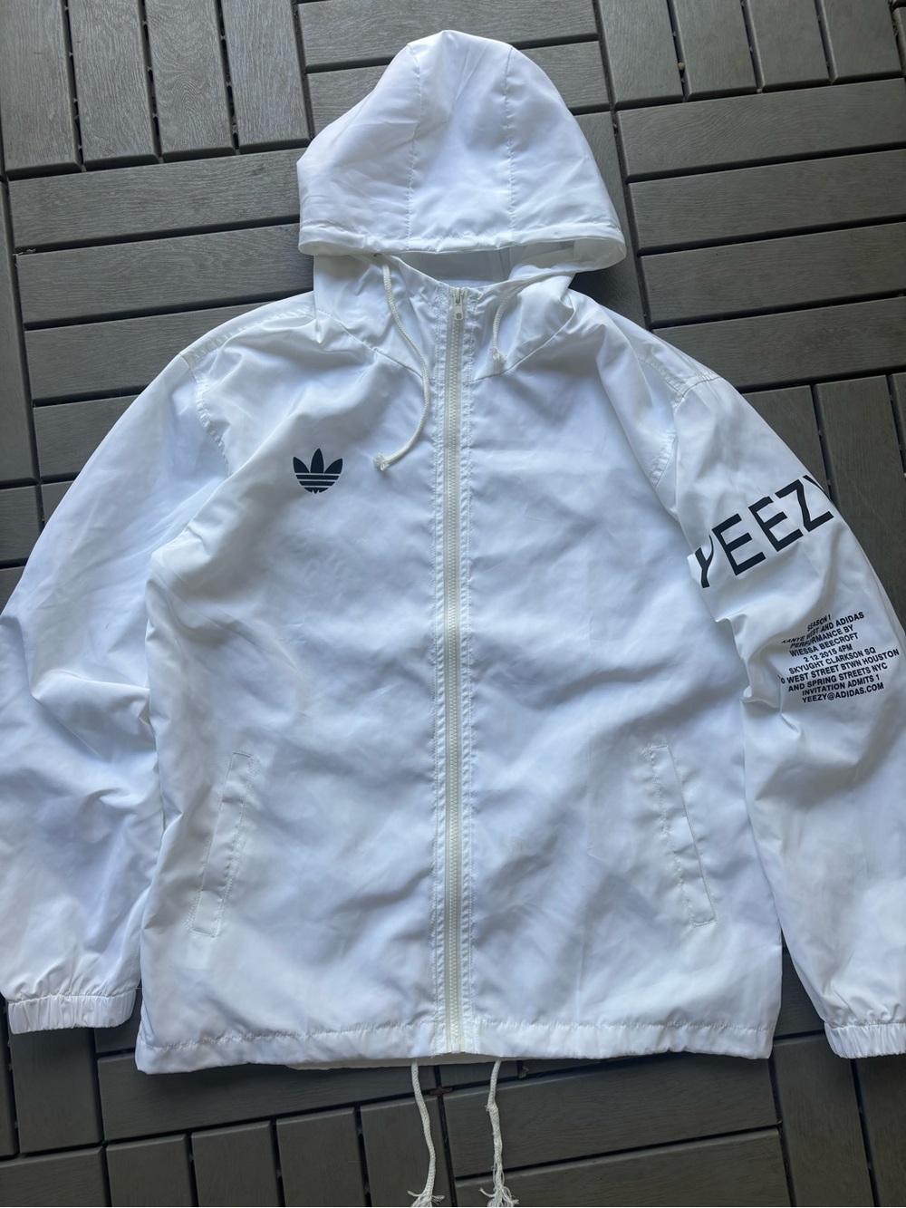 White Hooded Windbreaker Jacket